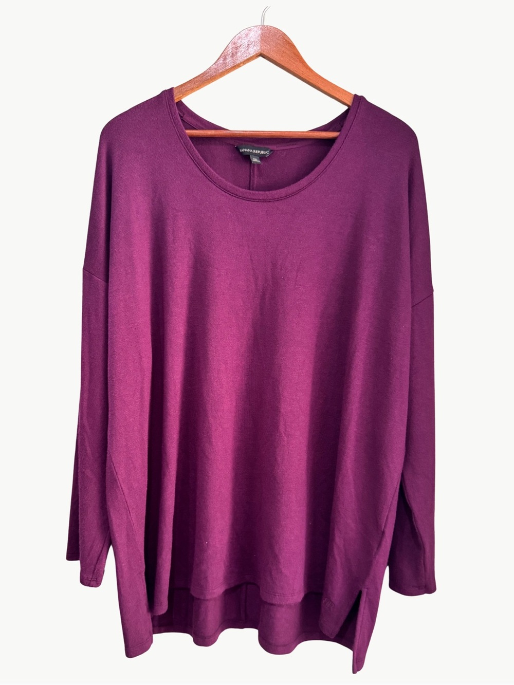 Plum Purple Soft Knit High Low Tunic Top Banana Republic XXL Oversized